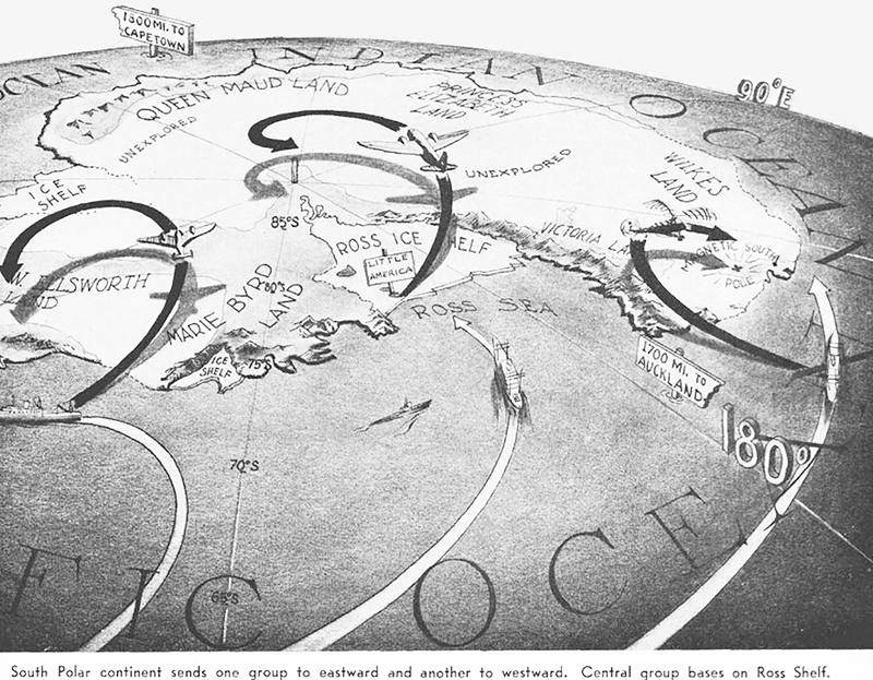 1947 Map: Admiral Cruzen’s South Pole Exploration