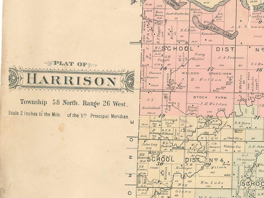 1898: Plat Map of Harrison Township in Daviess County