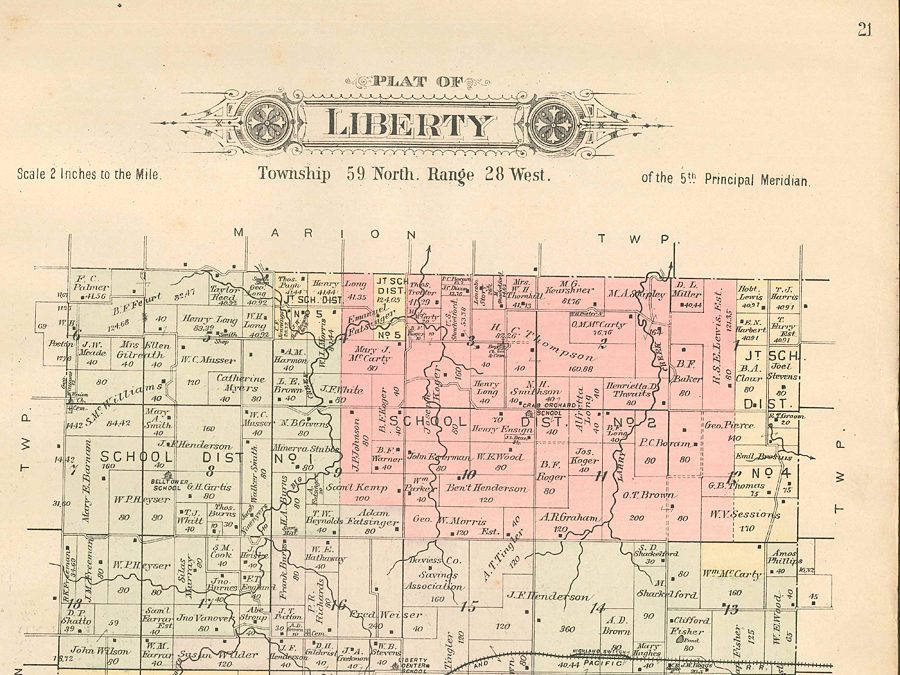 1898: Plat Map of Liberty Township in Daviess County