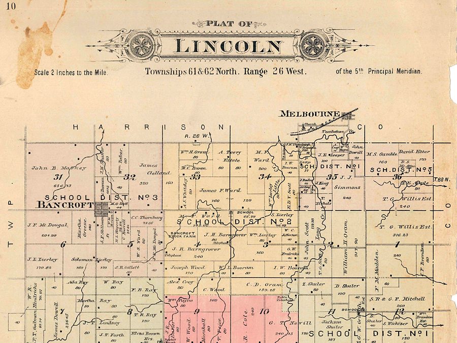 1898: Plat Map of Lincoln Township in Daviess County