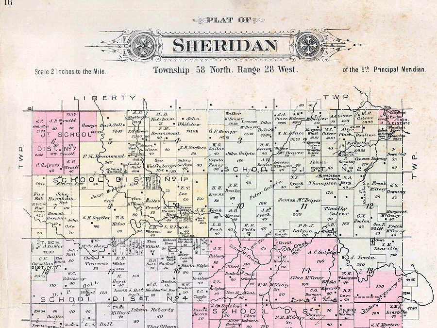 1898: Plat Map of Sheridan Township in Daviess County