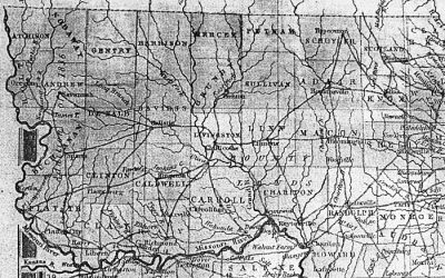 1846: Map of Significant Trails in Northwest Missouri