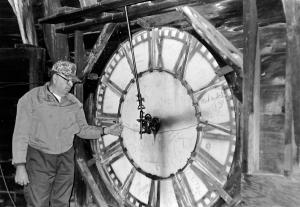 Clock Keeper Bill Walker with Seth Thomas Clock 1989