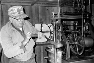 Clock Keeper Bill Walker with Seth Thomas Clock 1989