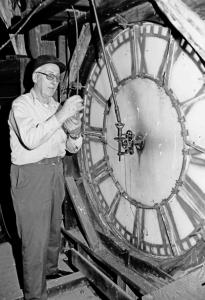 Clock Keeper Buster Gordon at the Seth Thomas Clock 1986