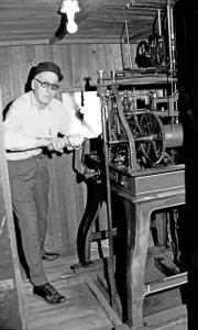 Clock Keeper Buster Gordon at the Seth Thomas Clock 1986