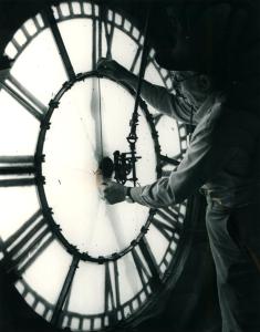 Clock Keeper Buster Gordon at the Seth Thomas Clock 1986
