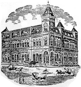 Woodcut of First National Bank of Gallatin