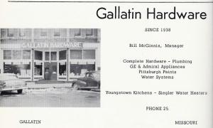 Gallatin Business - Hardware Store 1954 advertisement